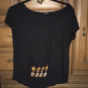 Emo Crop Top Tee Mesh Back